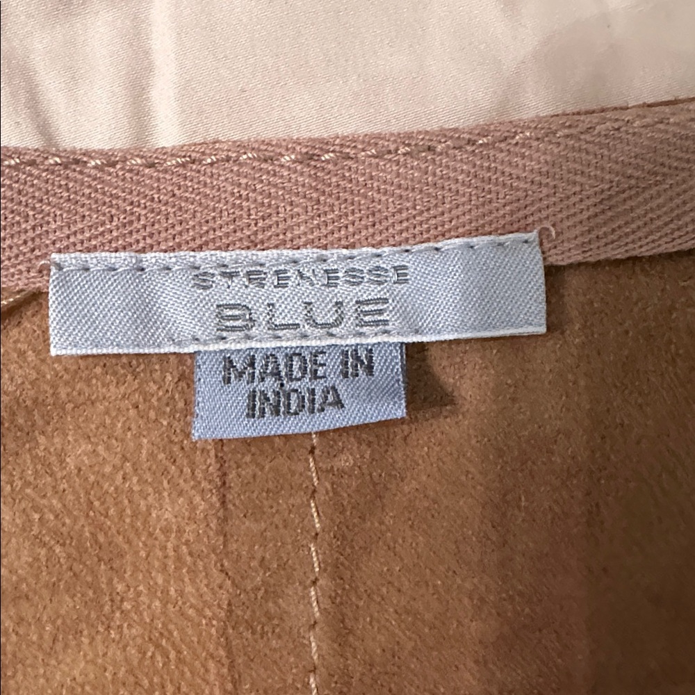 STRENESSE goat suede wrap skirt knee Tan A-Line nwot - Picture 2 of 12
